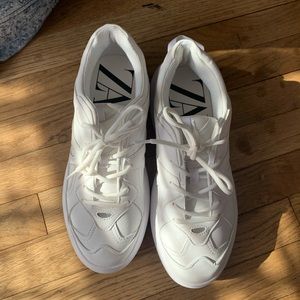 zara white platform shoes